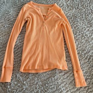 Aerie Waffle Rib Long Sleeve Henley T-Shirt